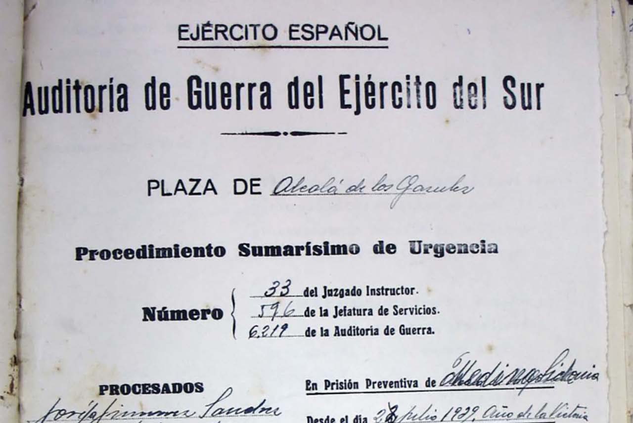 portada del juicio sumarísimo a Josefa Jiménez Sánchez "La Espejita"